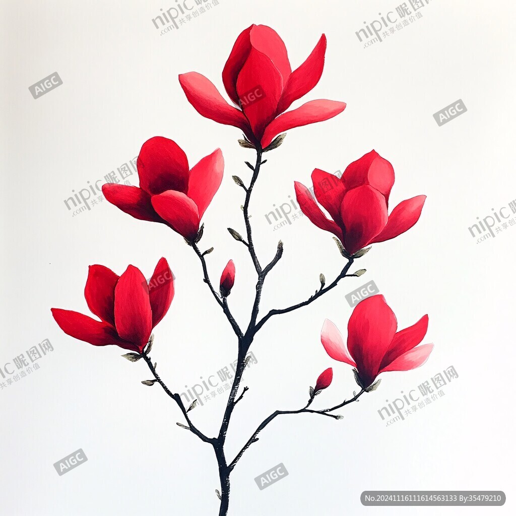 辛夷花插画