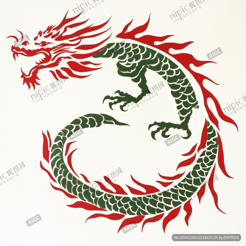 红色中国风龙手绘