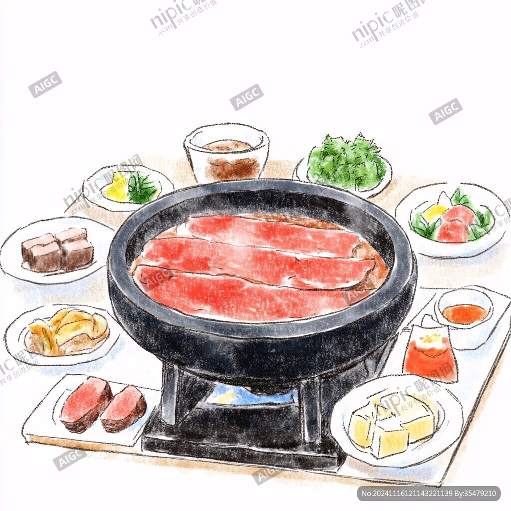 炙子烤肉插画