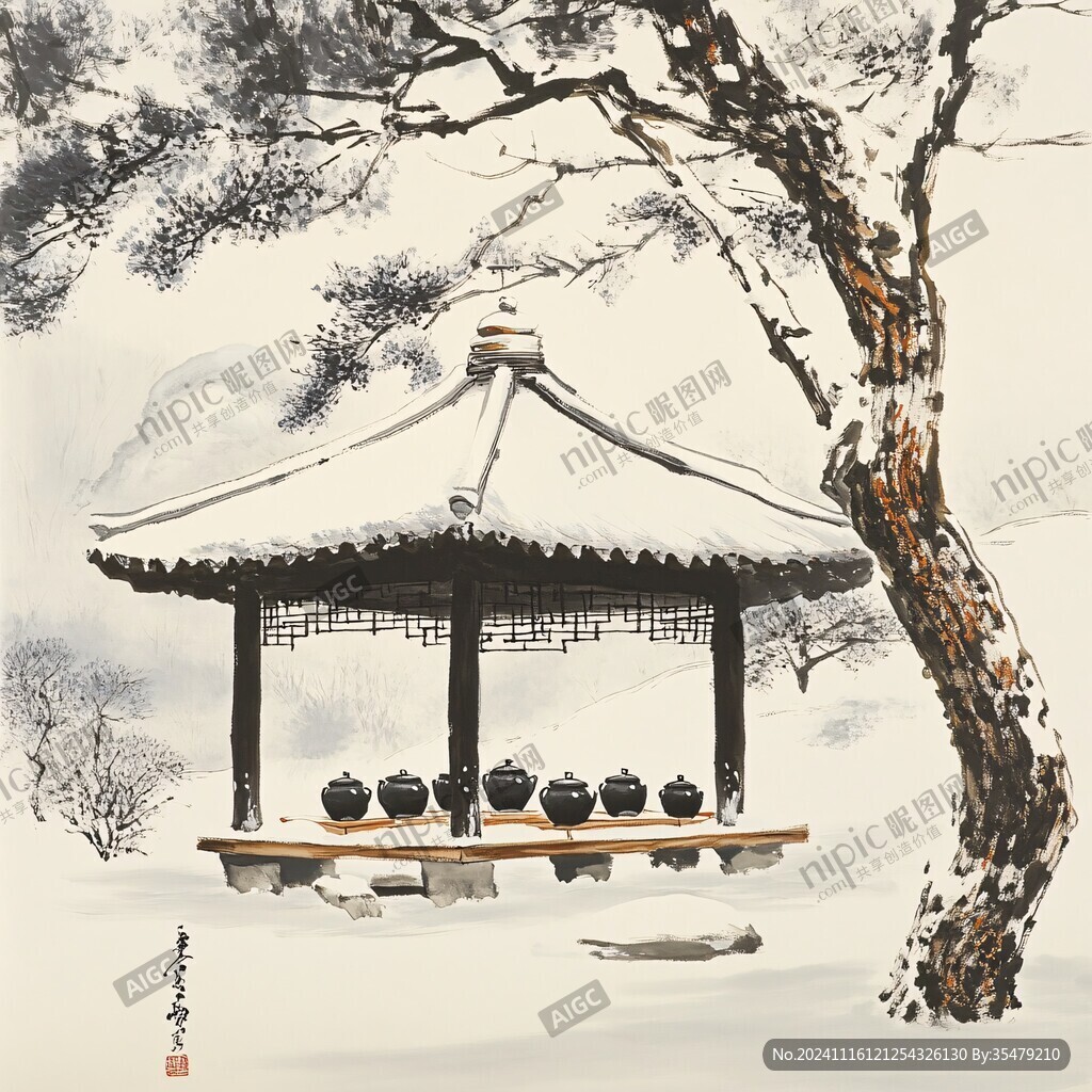 雪中凉亭