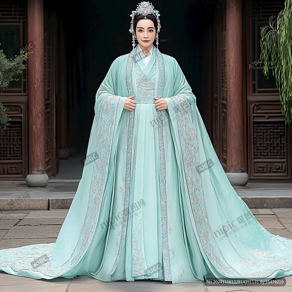 蓝色古装衣服
