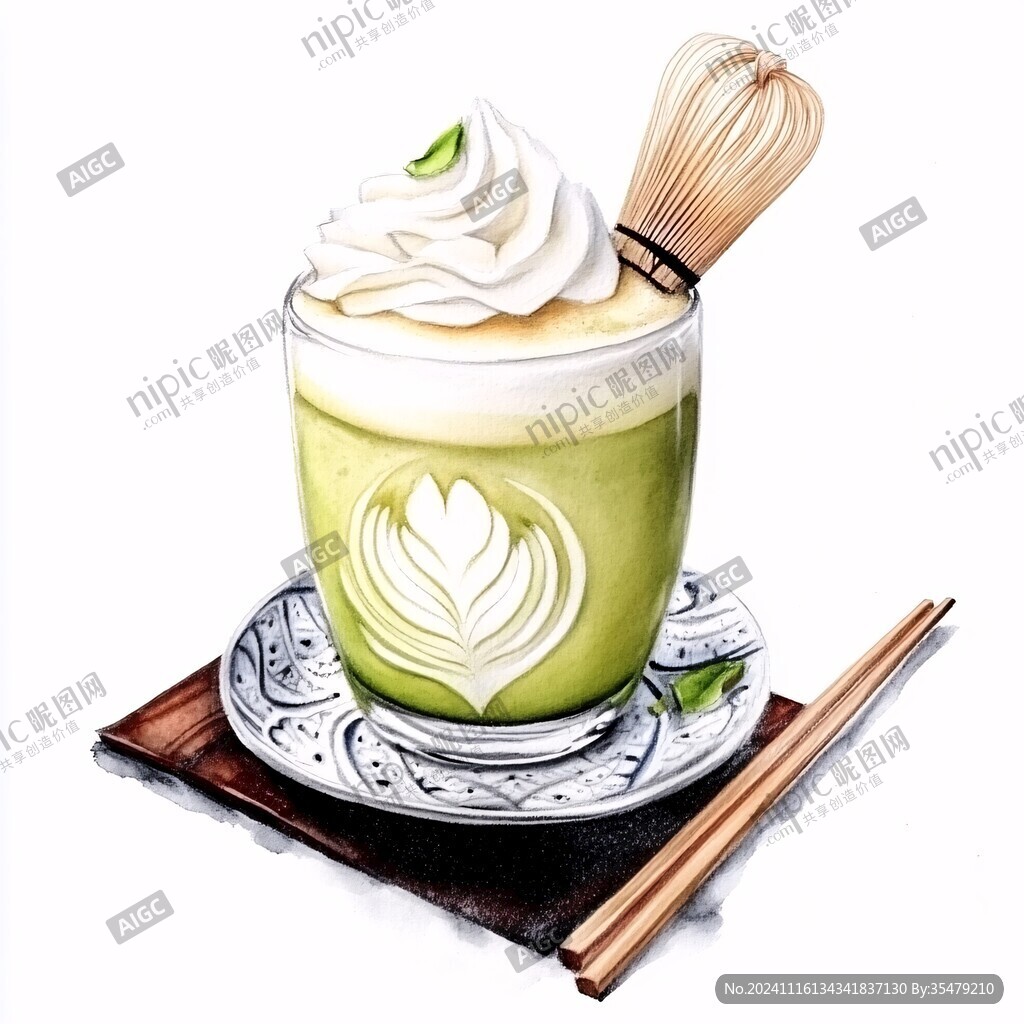 抹茶冰激凌手绘