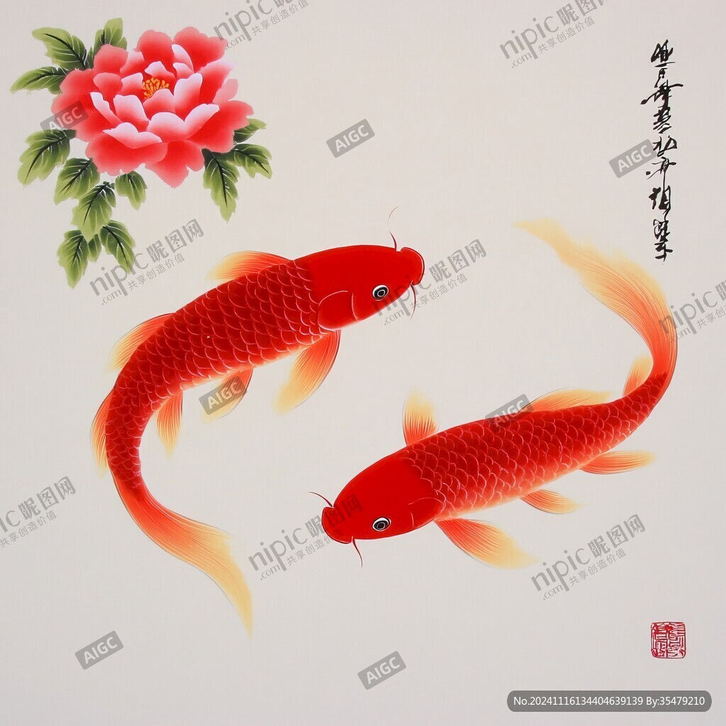 红鲤鱼手绘