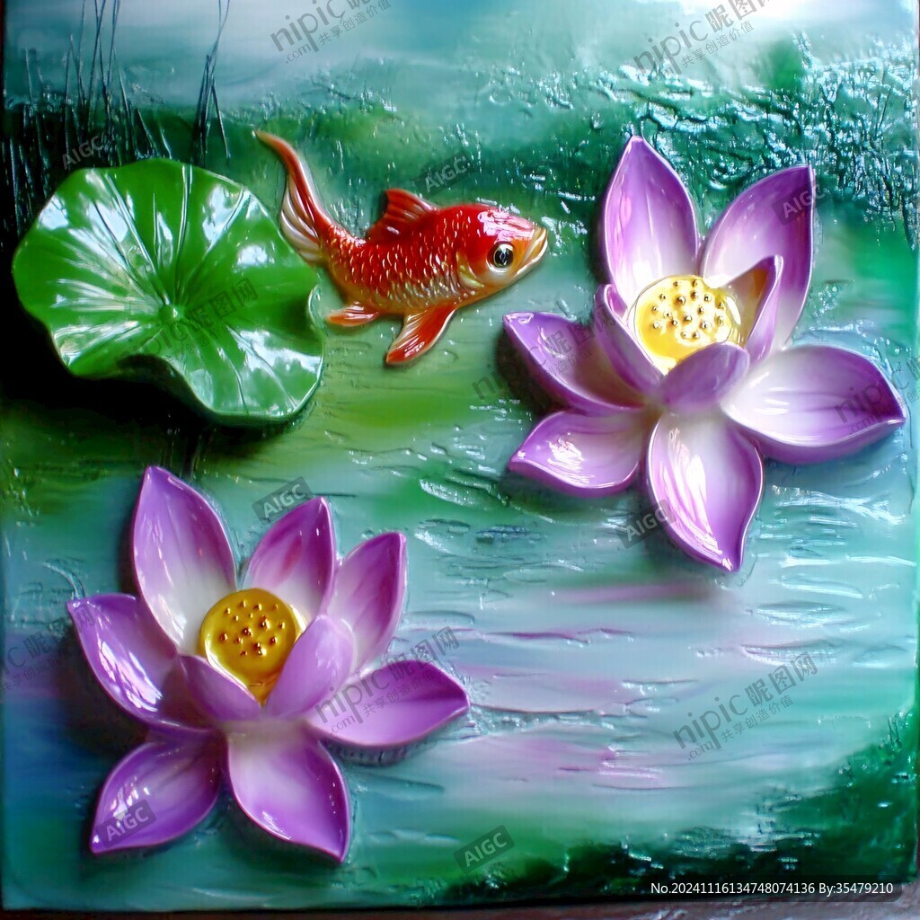 荷花立体画