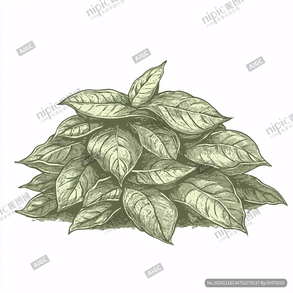 手绘香苏叶药材