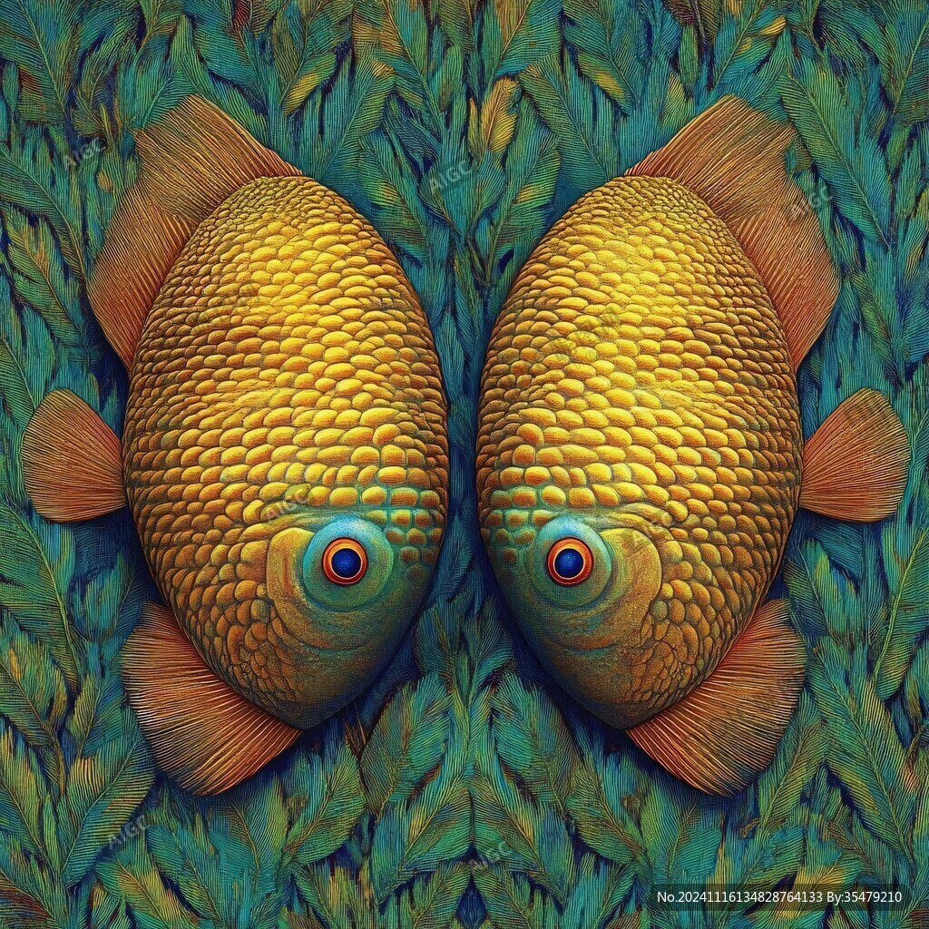 金色鱼装饰画