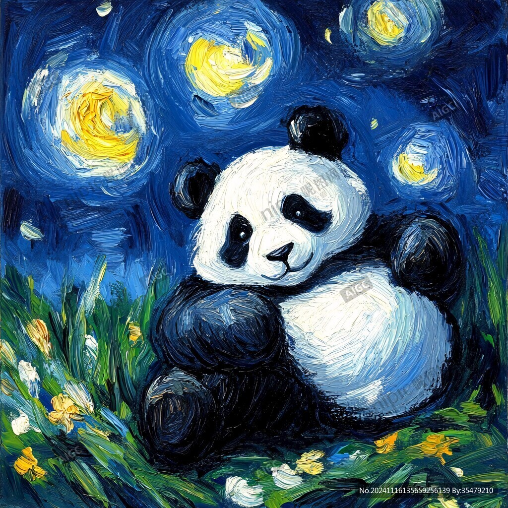 熊猫油画