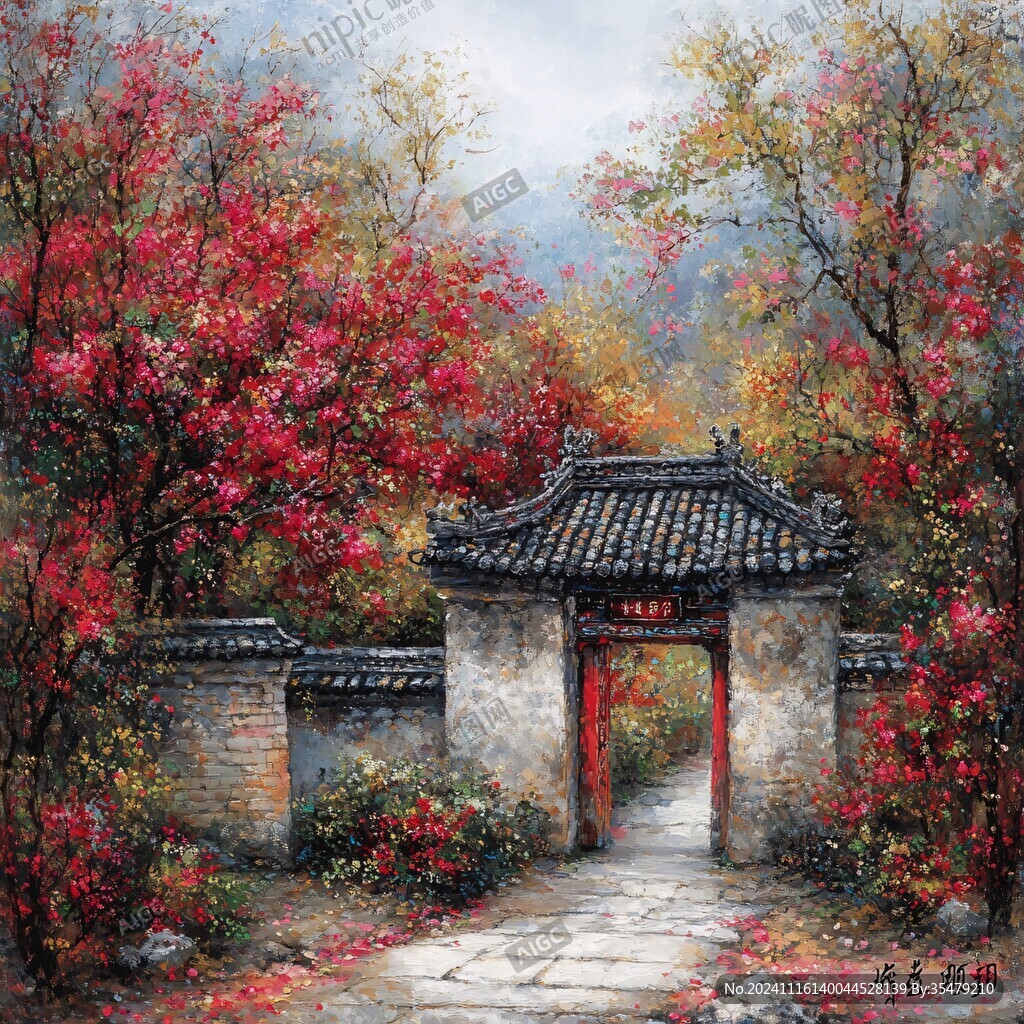 古民宅风景油画