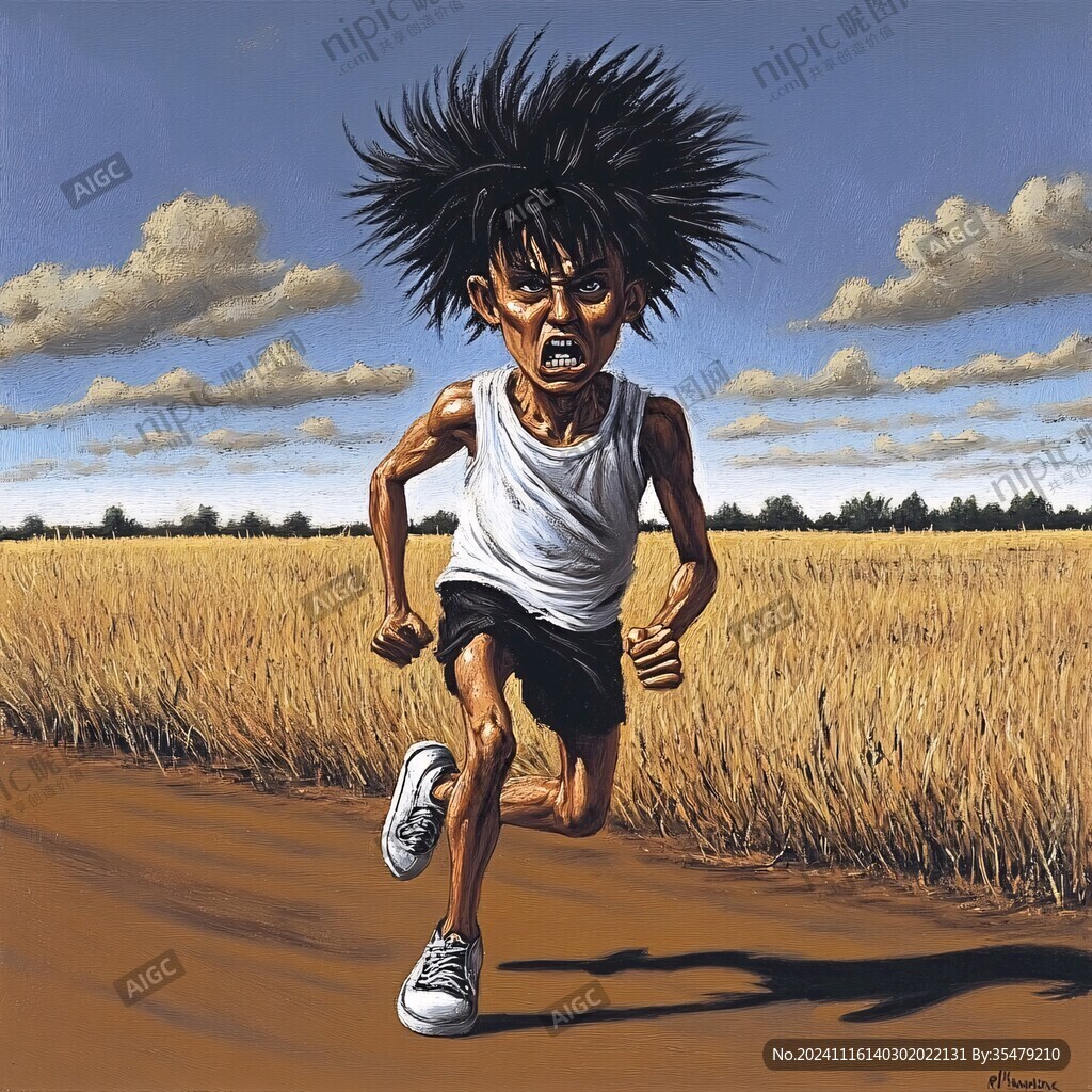 手绘奔跑的少年