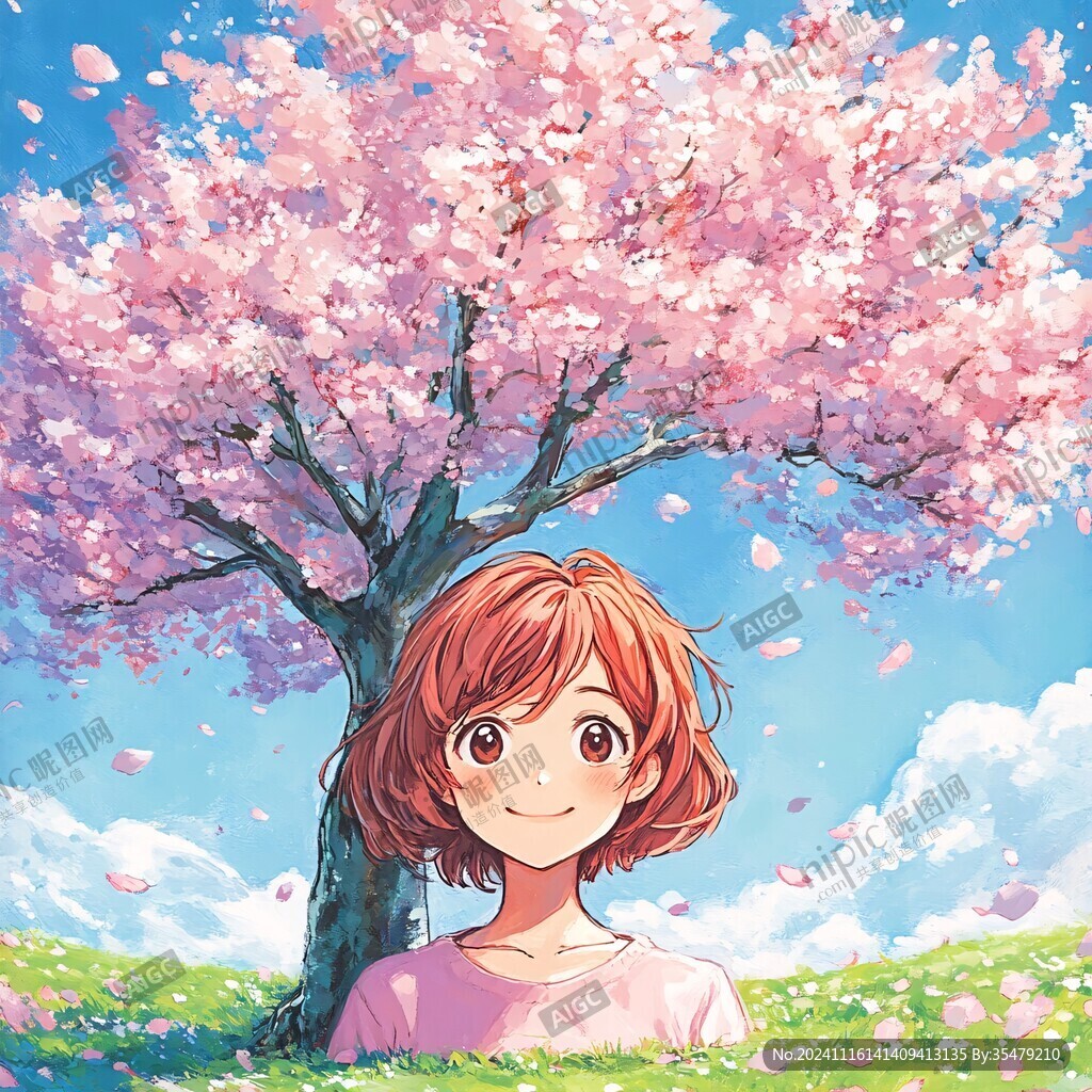 樱花树下的少女