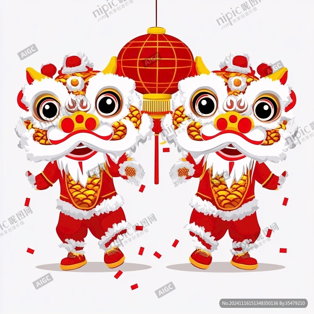 卡通舞狮人物