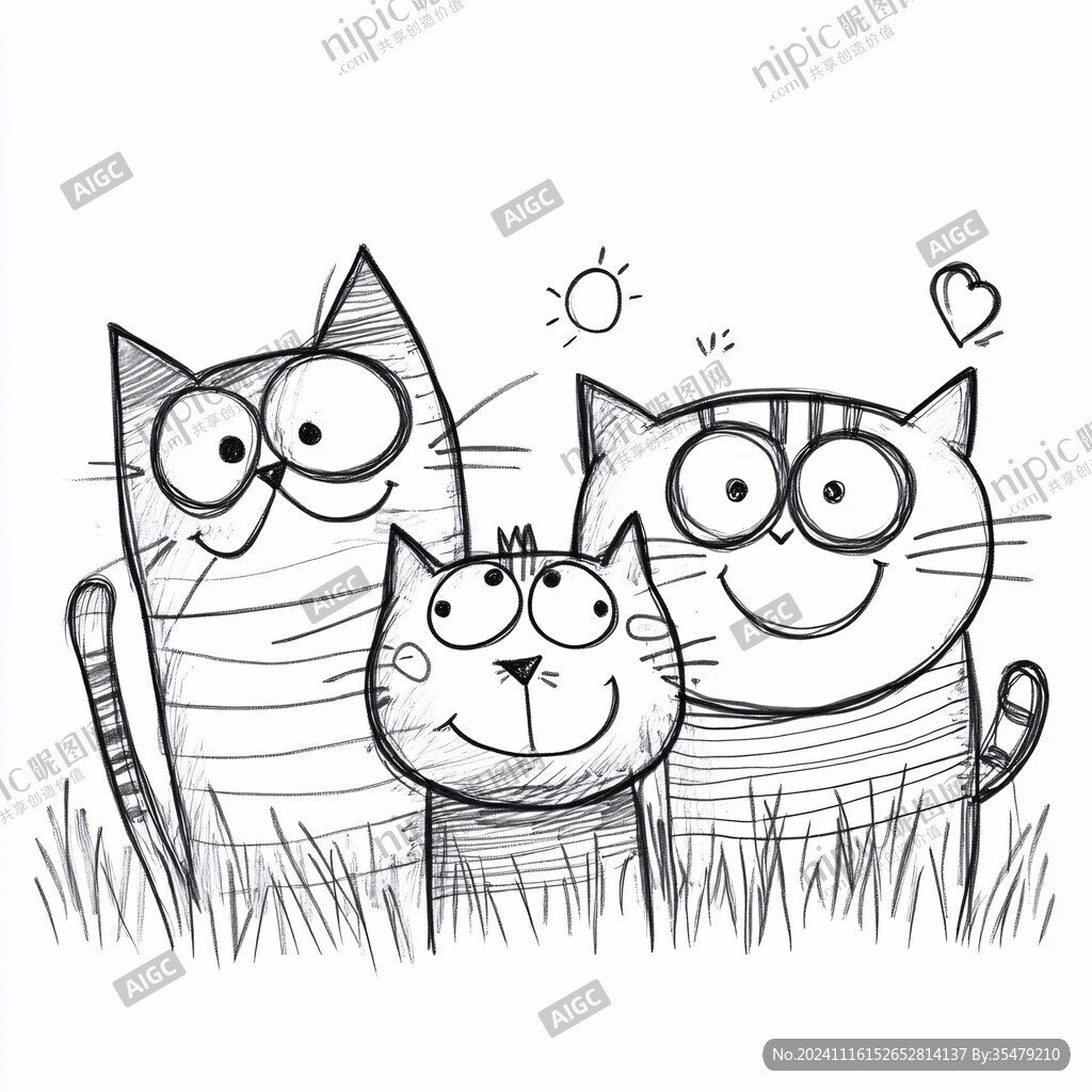简笔画小猫插画