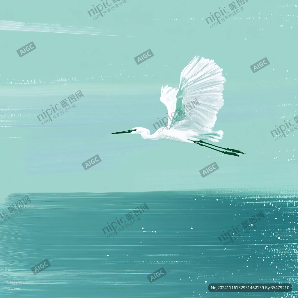 扁平风白鹭