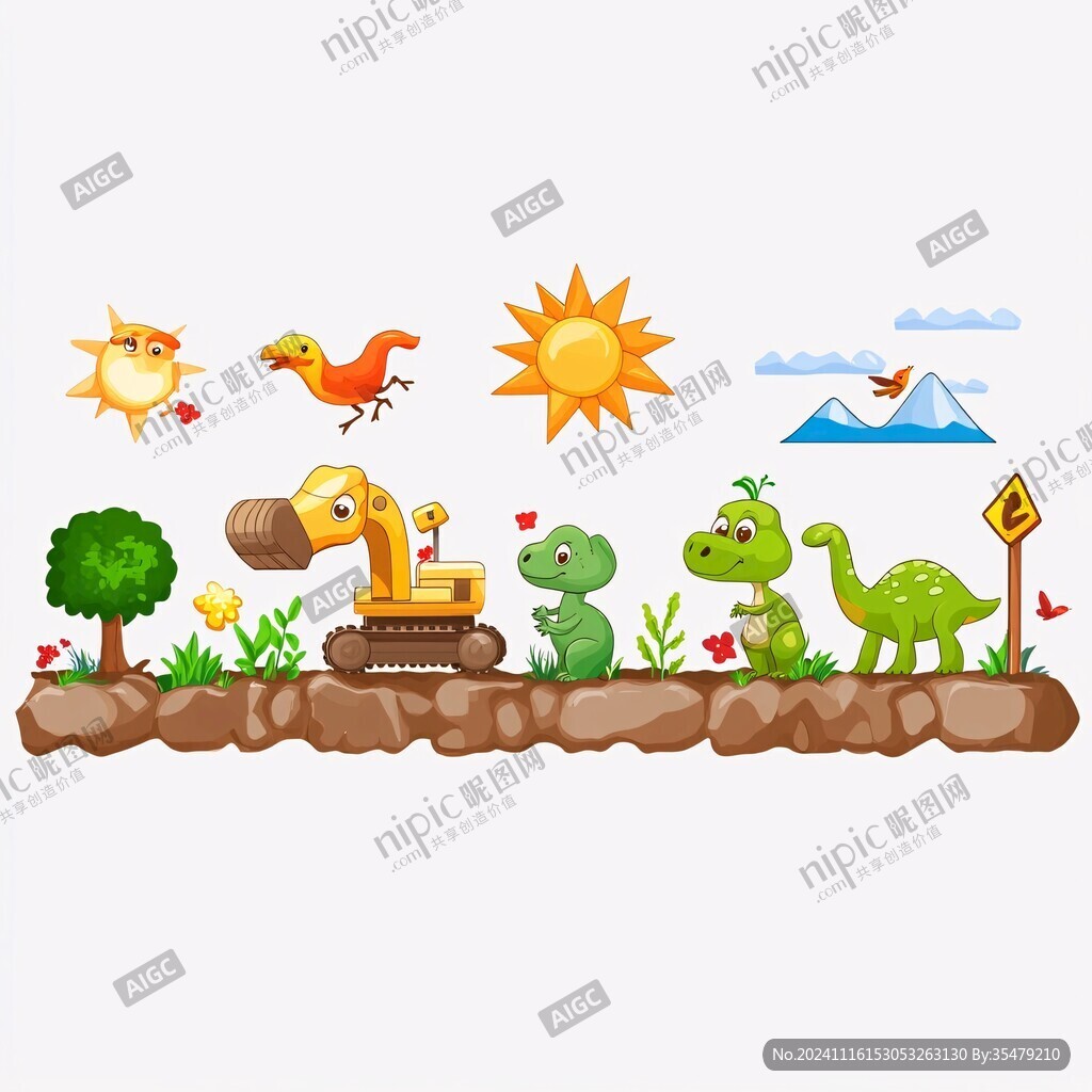 卡通动物恐龙插画