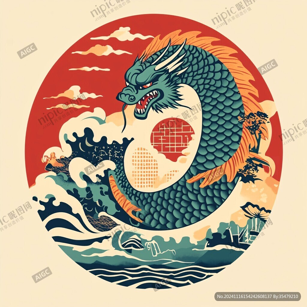 国潮龙插画文创插画