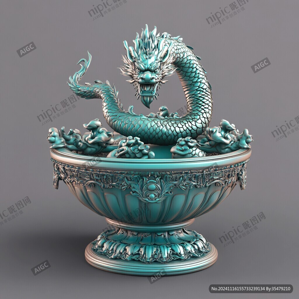 龙纹花盆