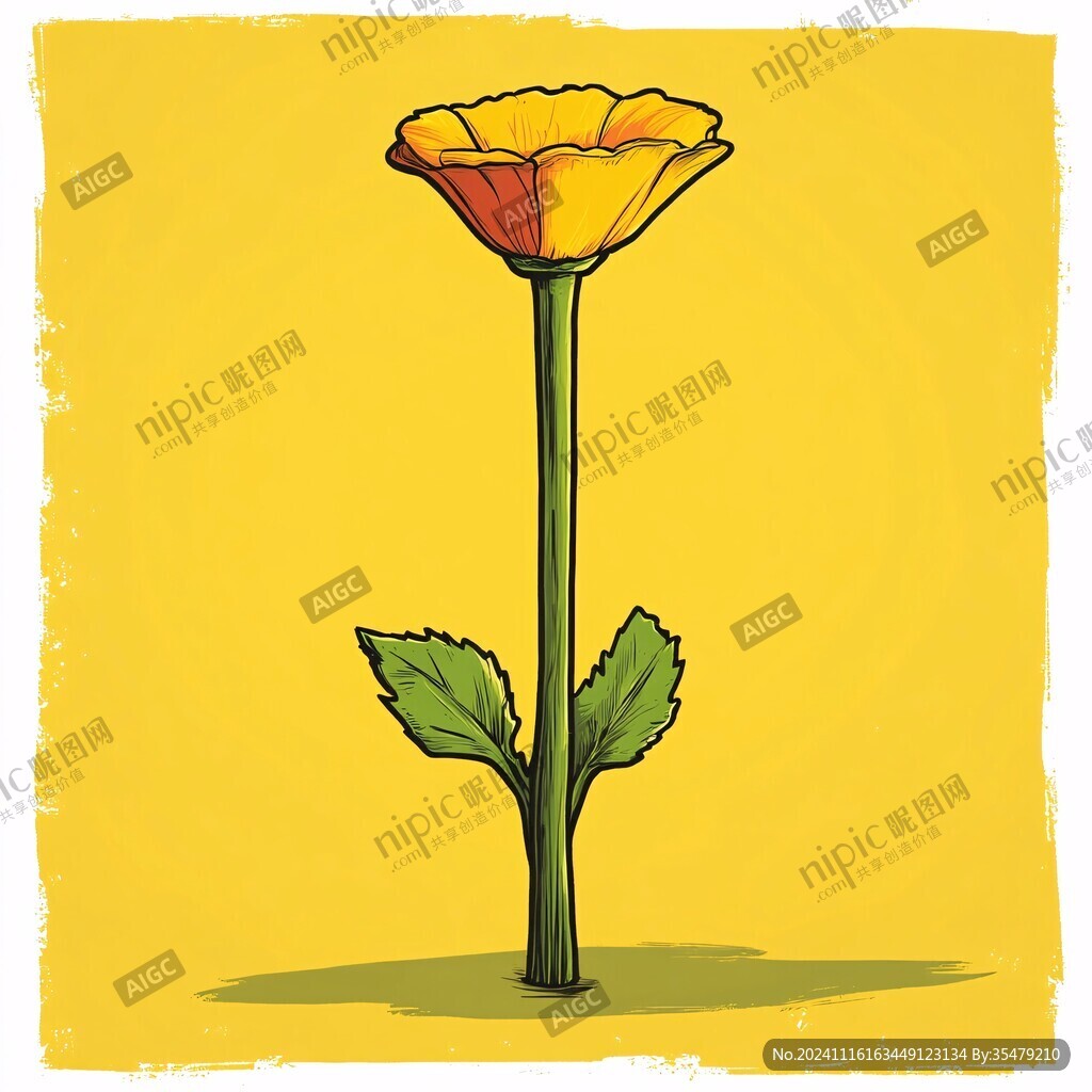 手绘黄色花
