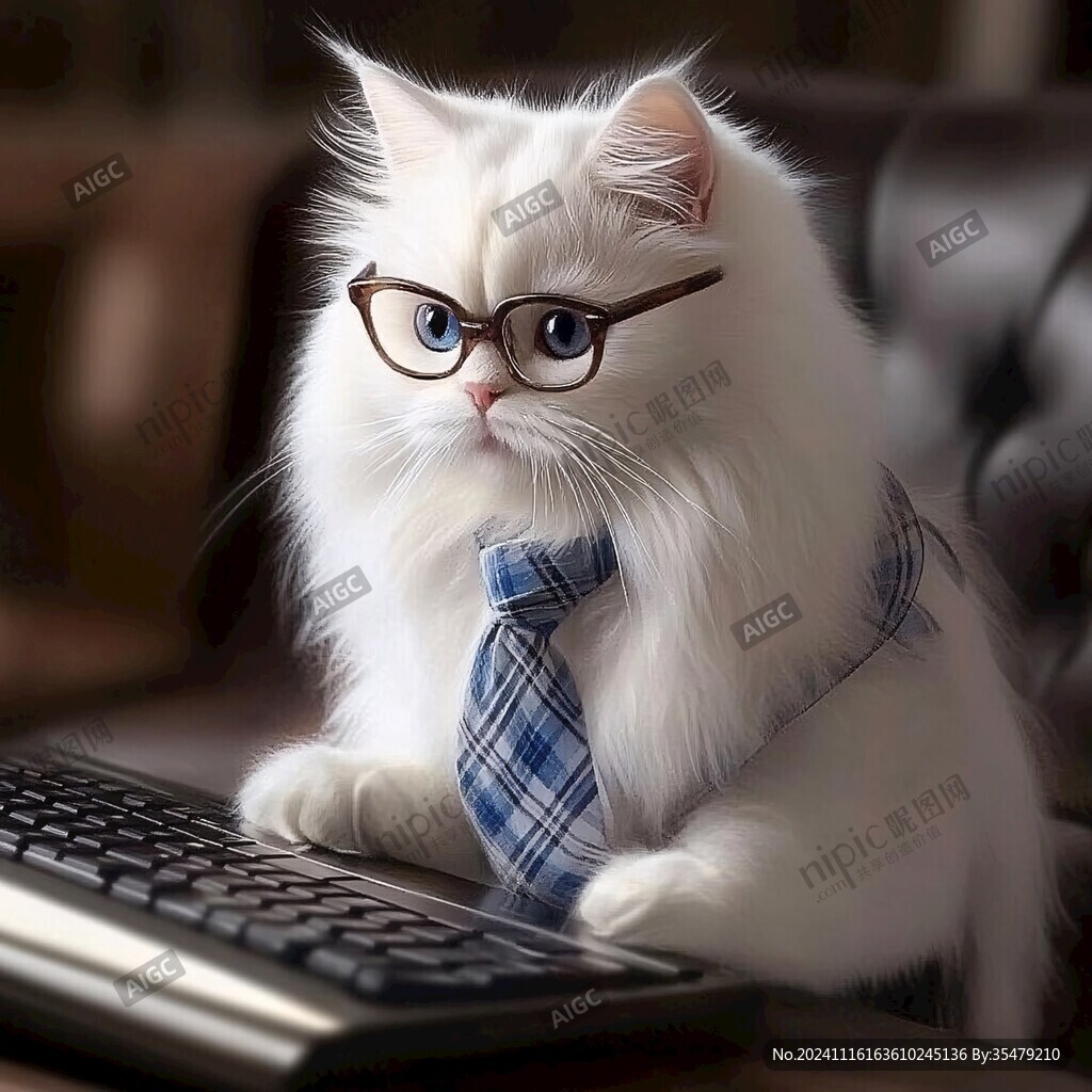 卡通猫戴眼镜的猫叔