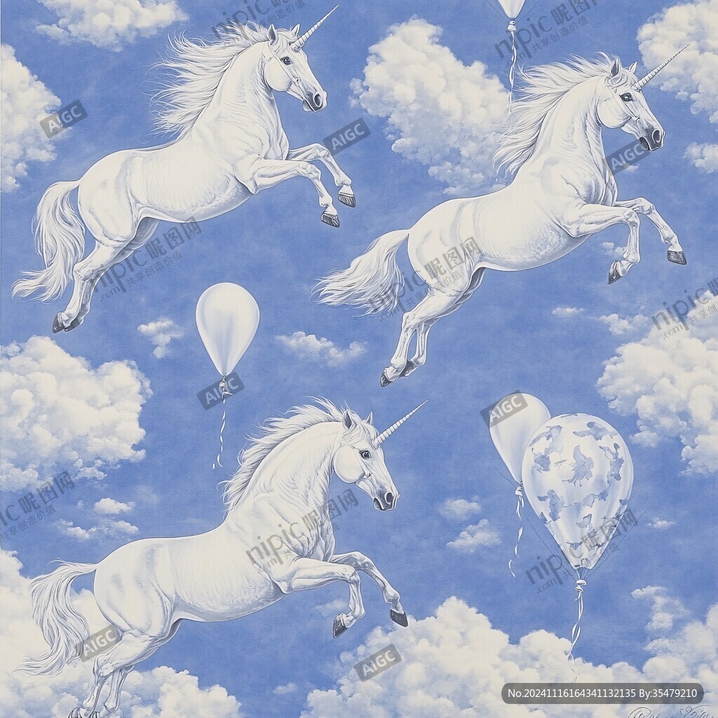 梦幻独角兽印花图案