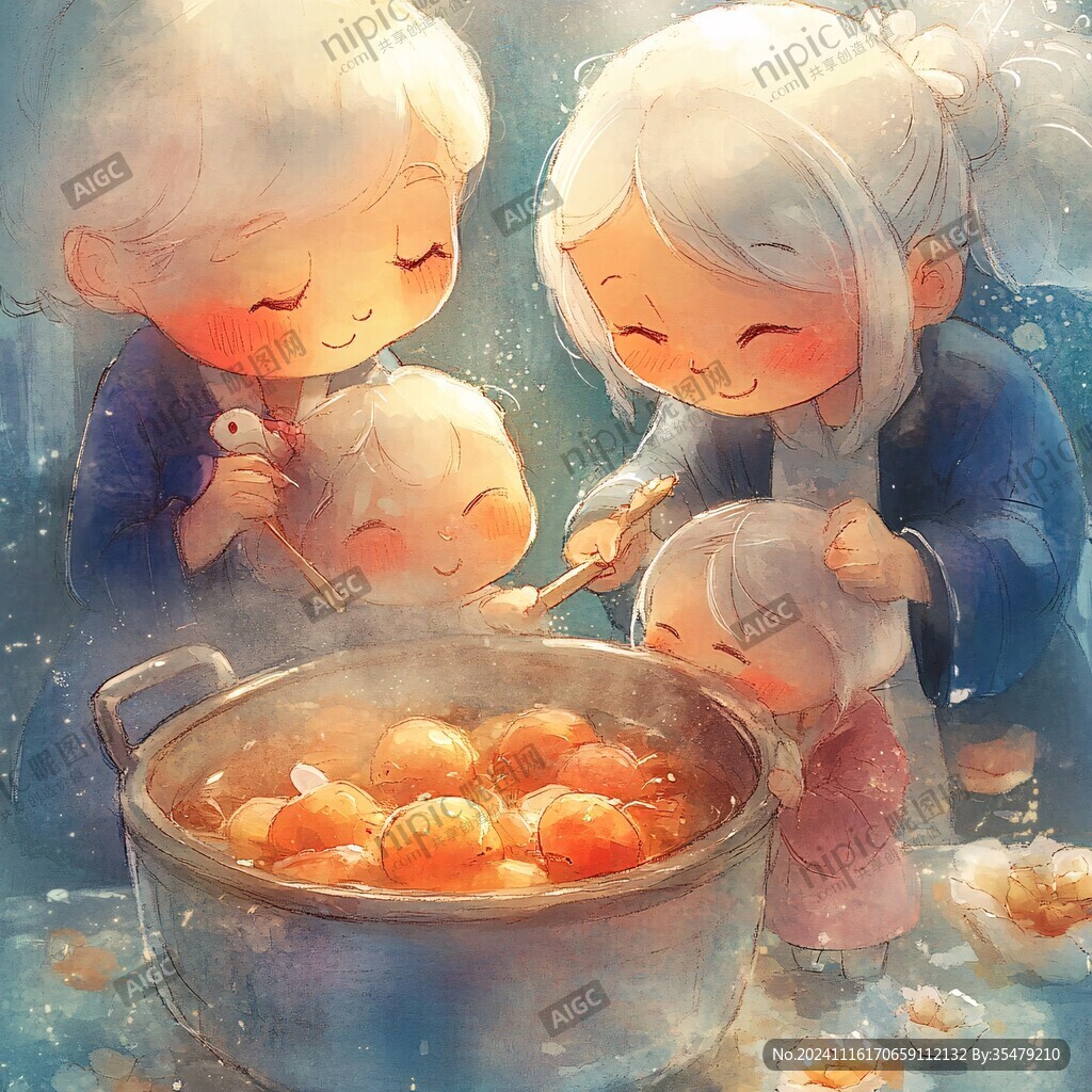 酒酿圆子插画