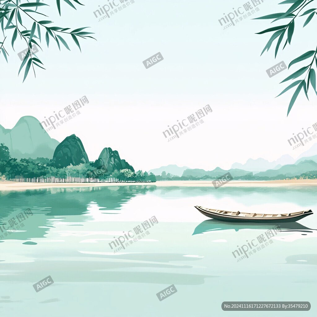 竹筏插画