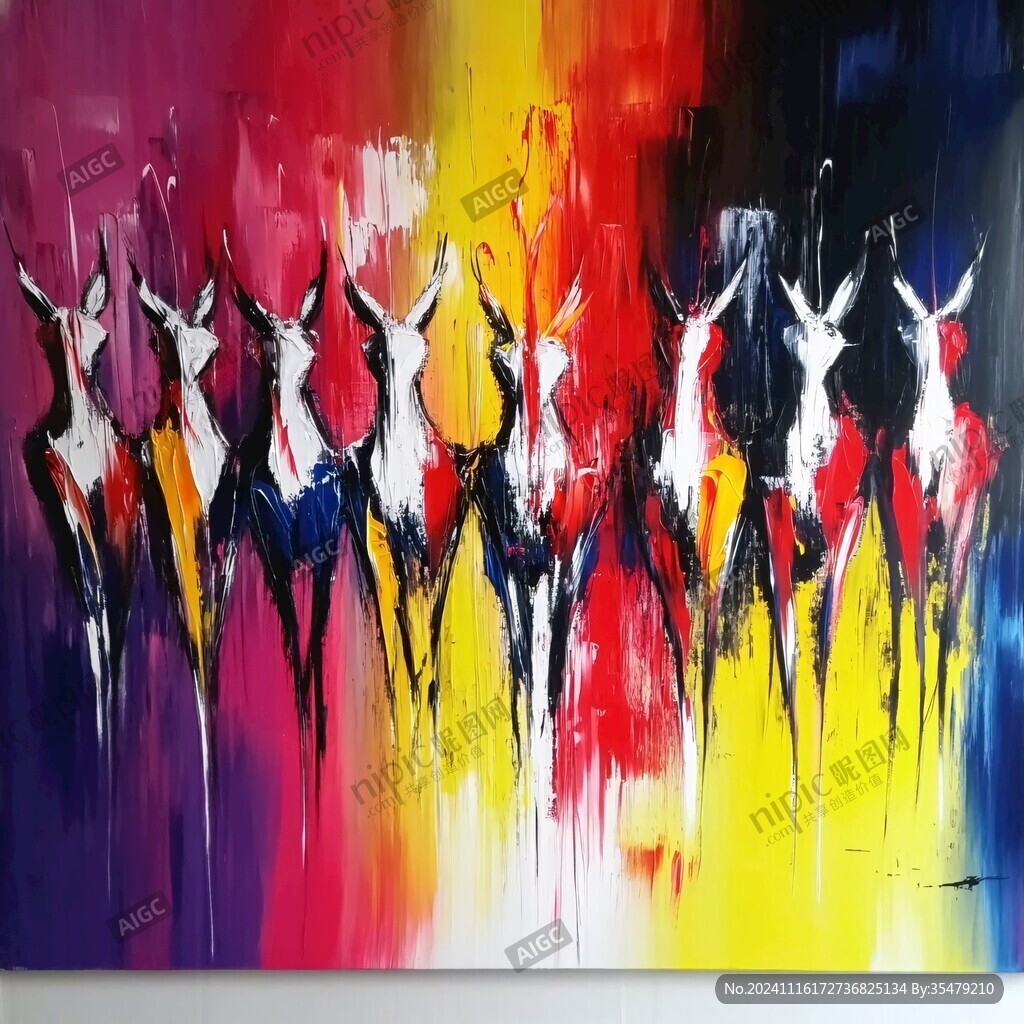 麋鹿抽象画