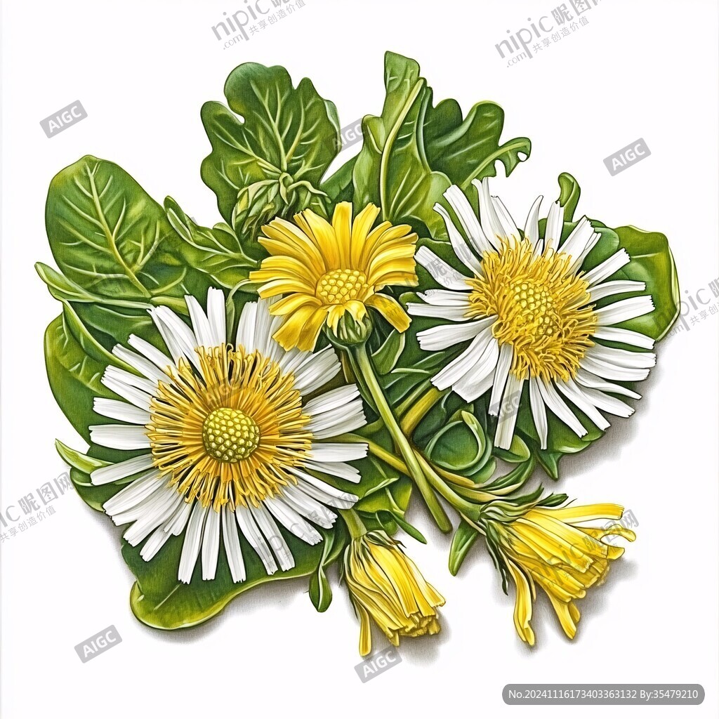 手绘中草药山菊花
