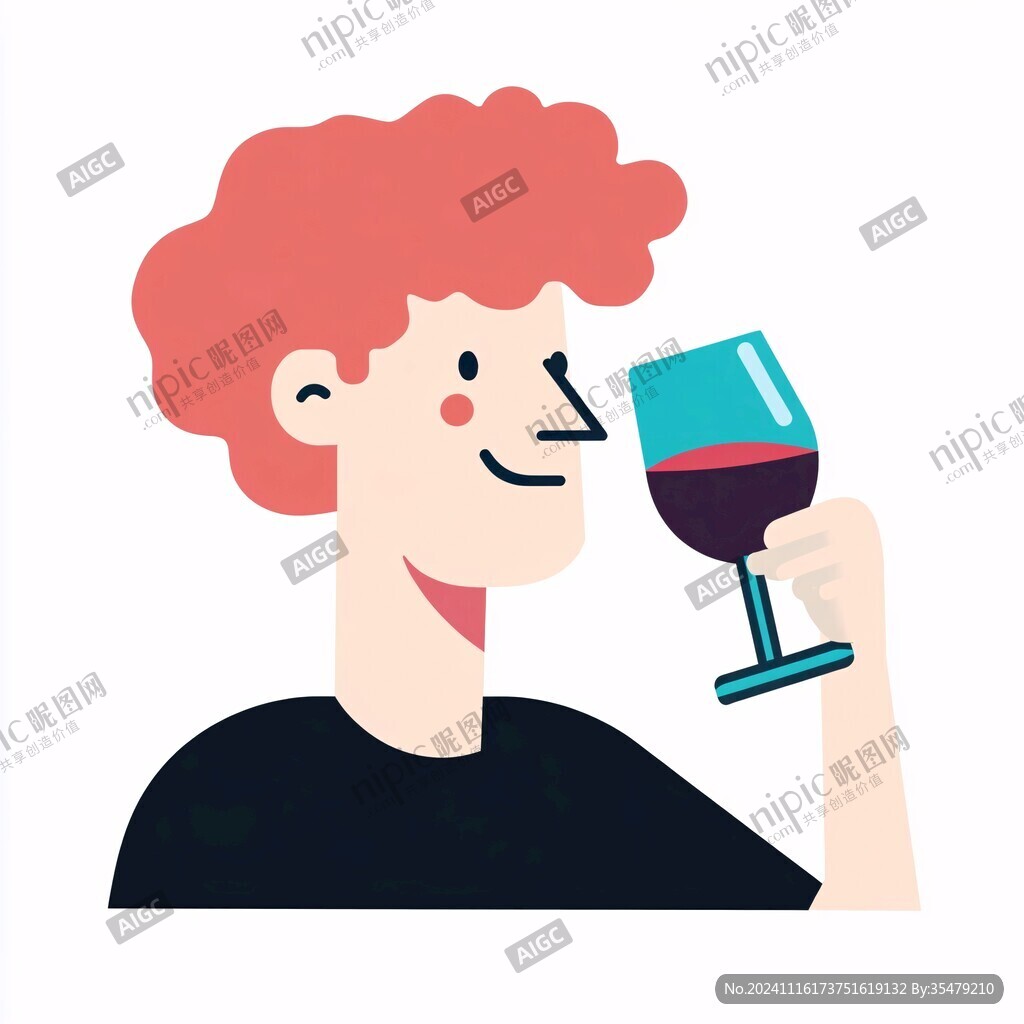 手绘喝酒的人