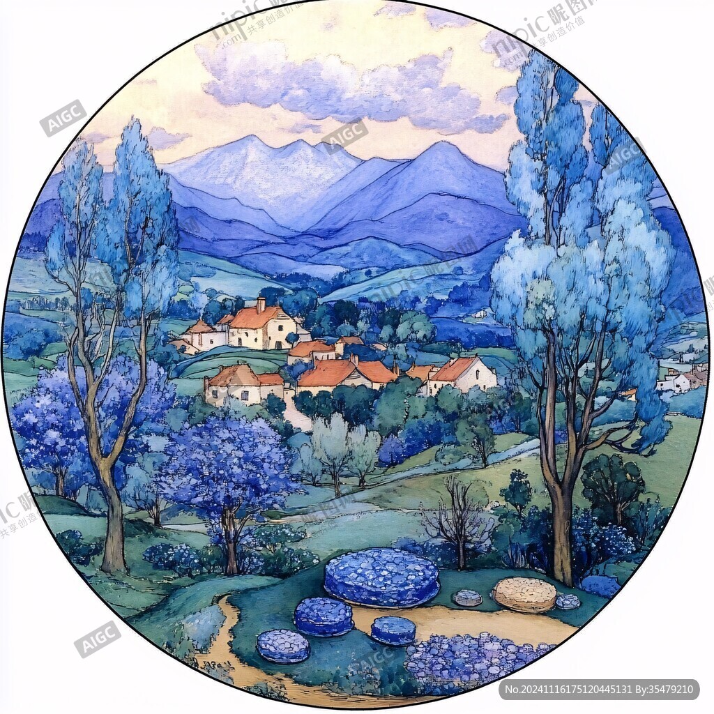 瑞士彩绘手绘装饰画