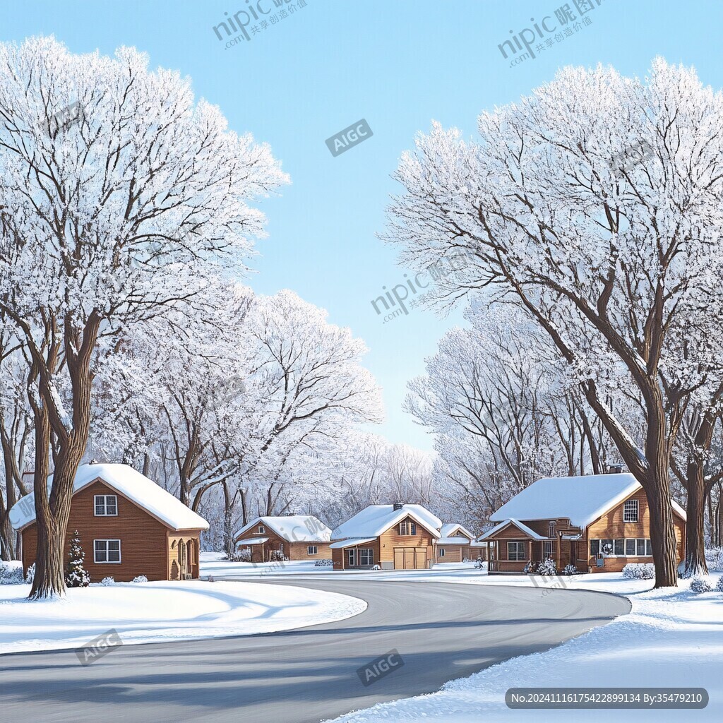 冬季冰雪乡村小路图