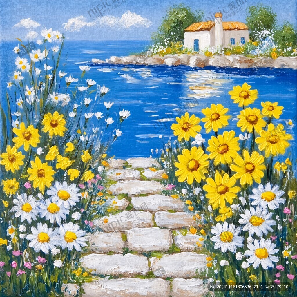 手绘地中海油画