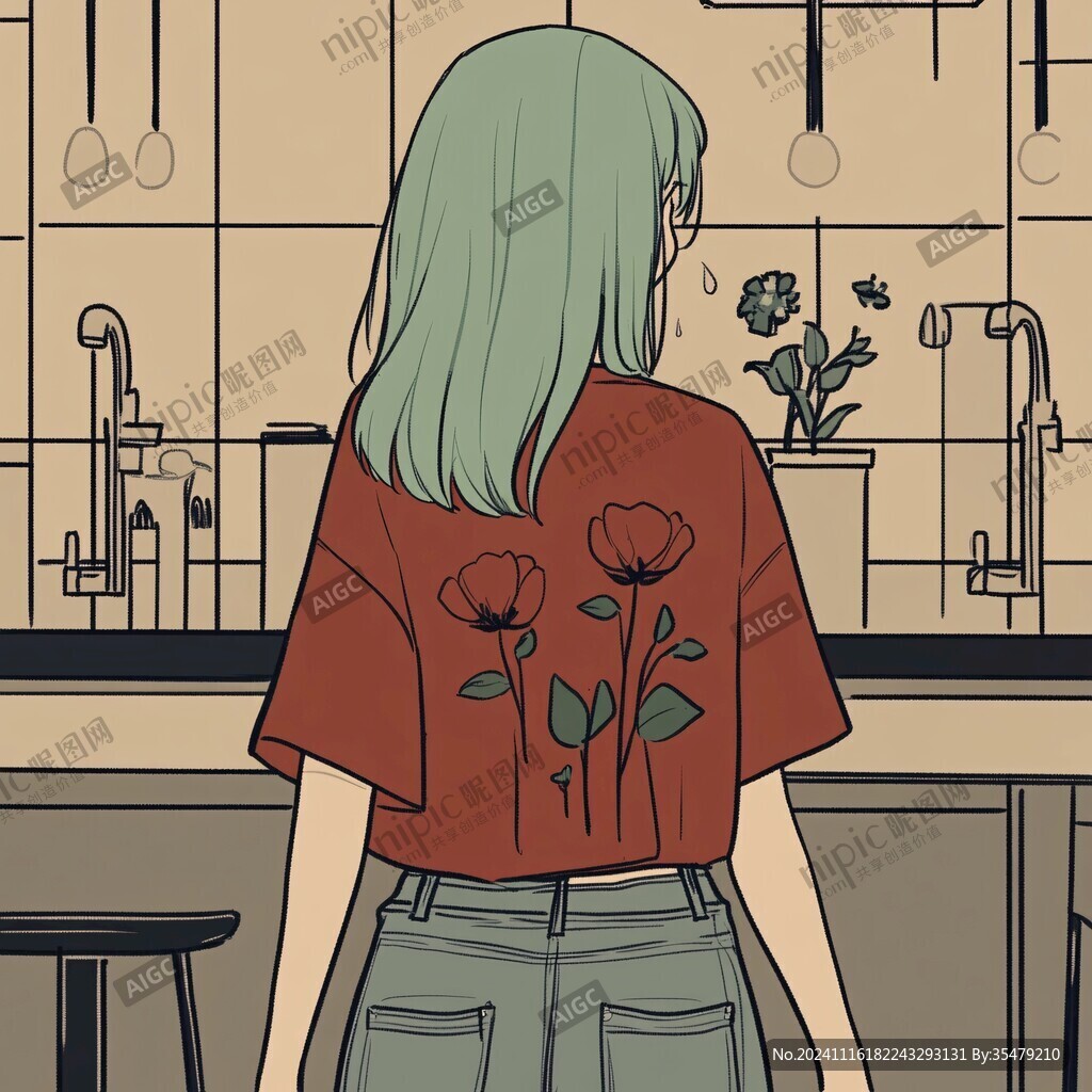 女生背影插画