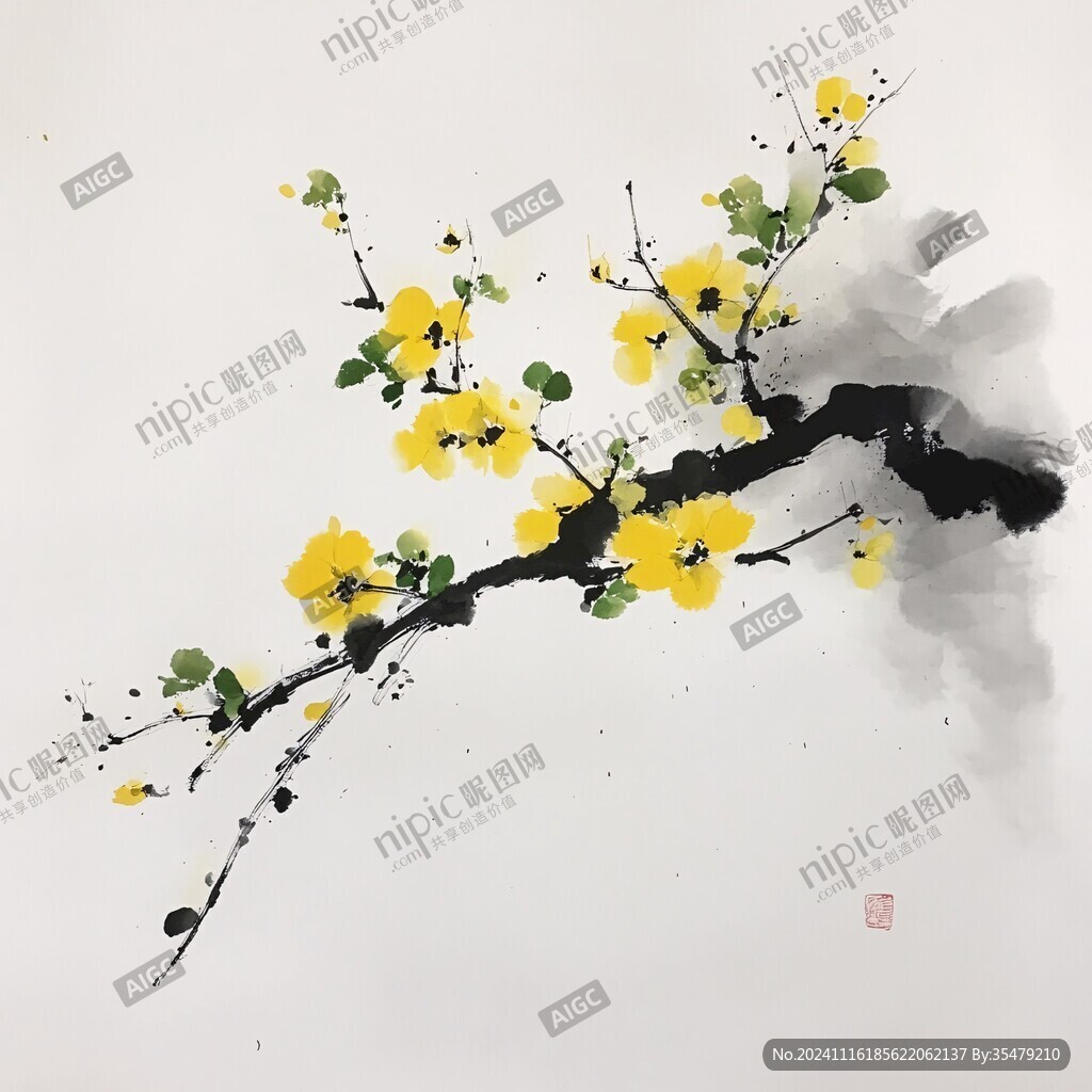 水墨迎春花