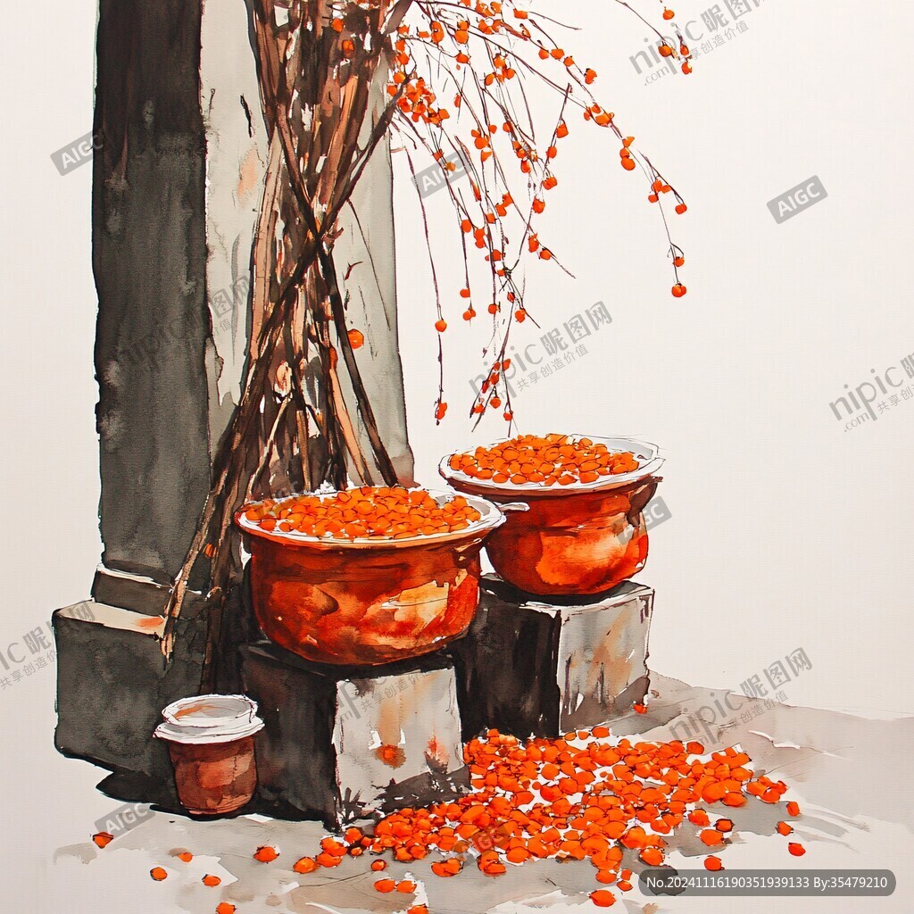 水擦火棘插画