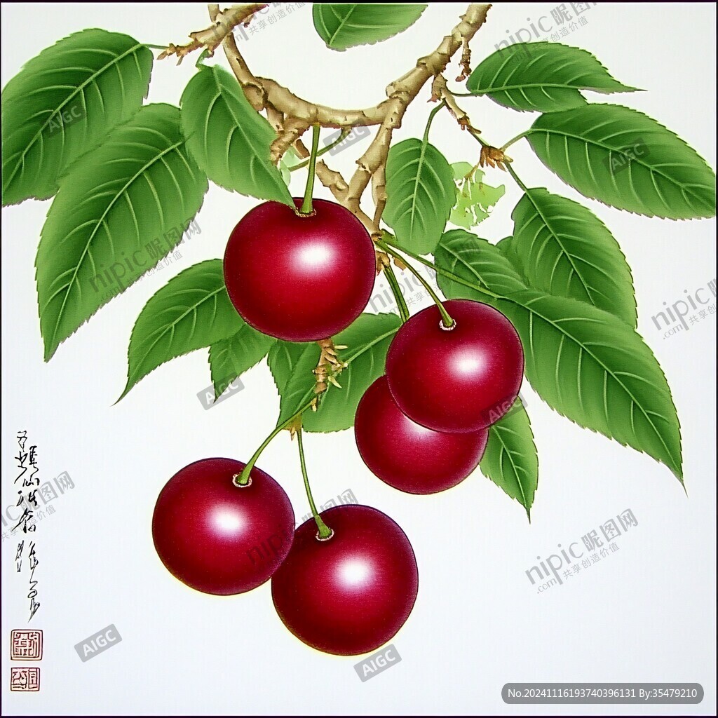 樱桃工笔画