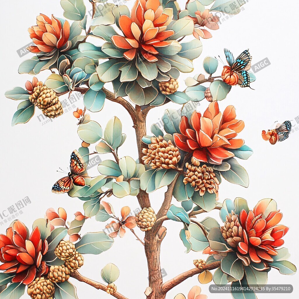 手绘蝴蝶手绘植物