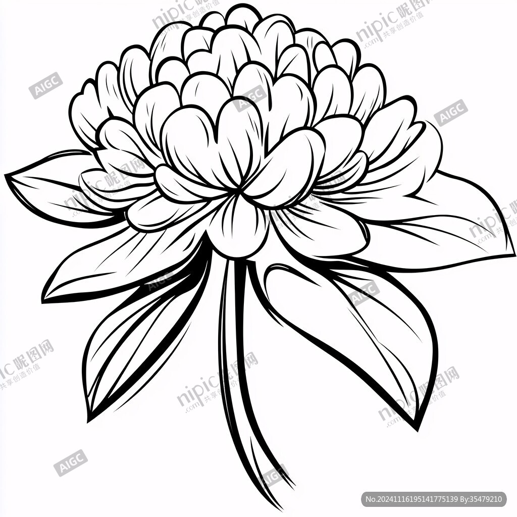 大丽花线描