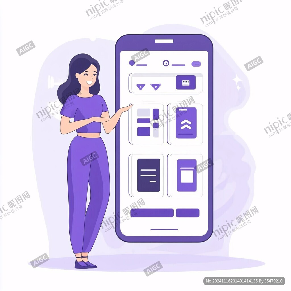 女生做设计插画