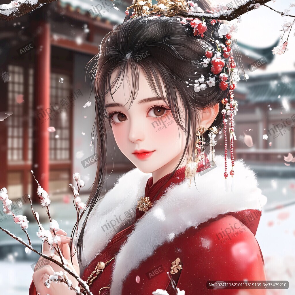 红衣少女设计古风