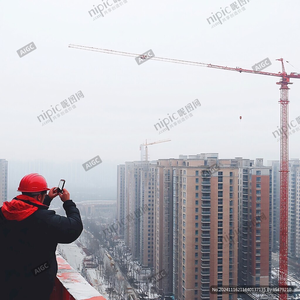 雾霾下的工地