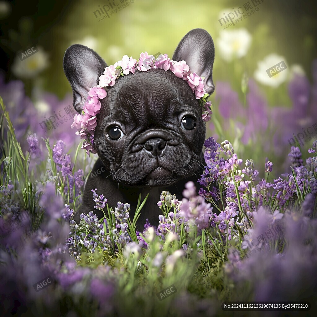 狗狗与鲜花