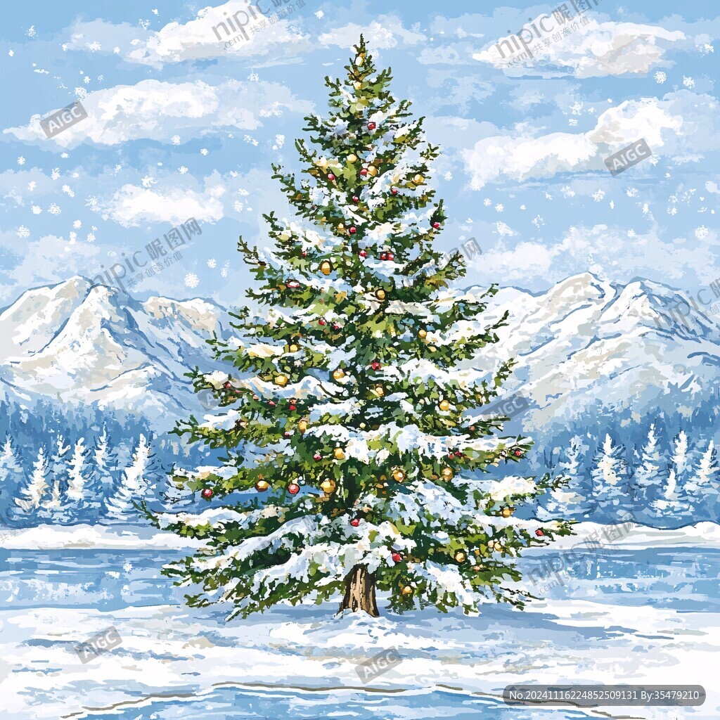 东北雪松插画