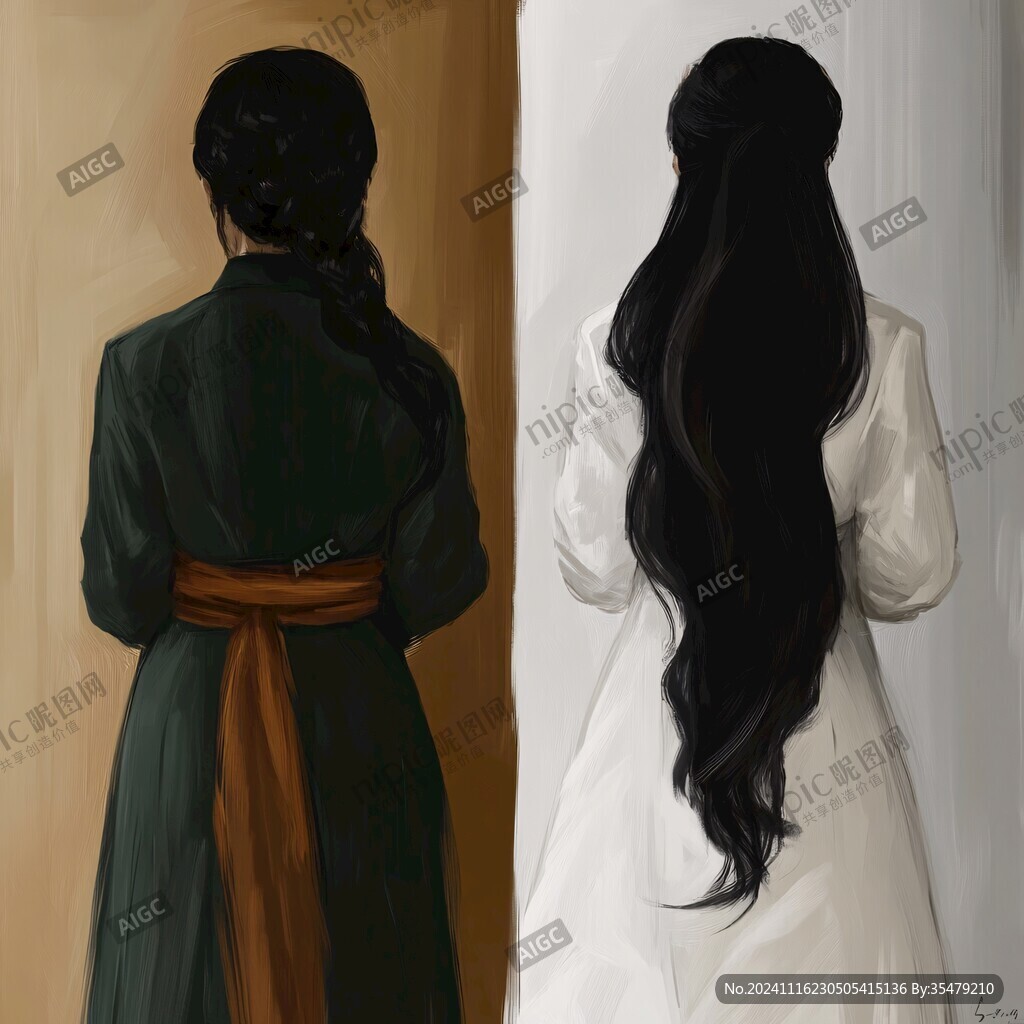穿韩服的女孩背影