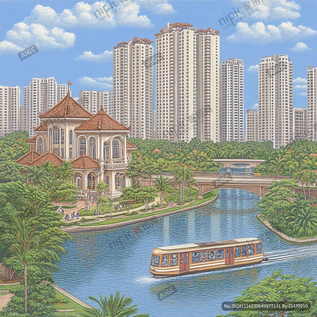 滨河时代广场插画