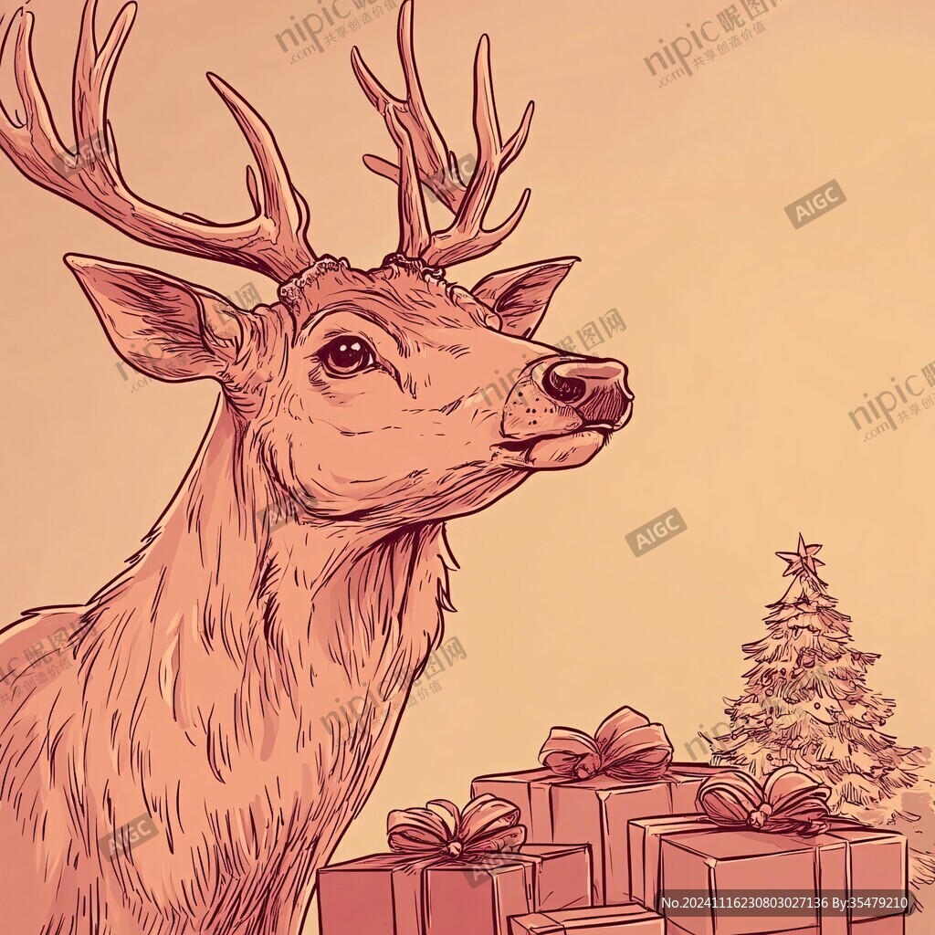 鹿包装插画