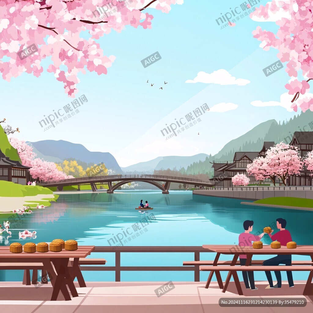 春天旅游插画