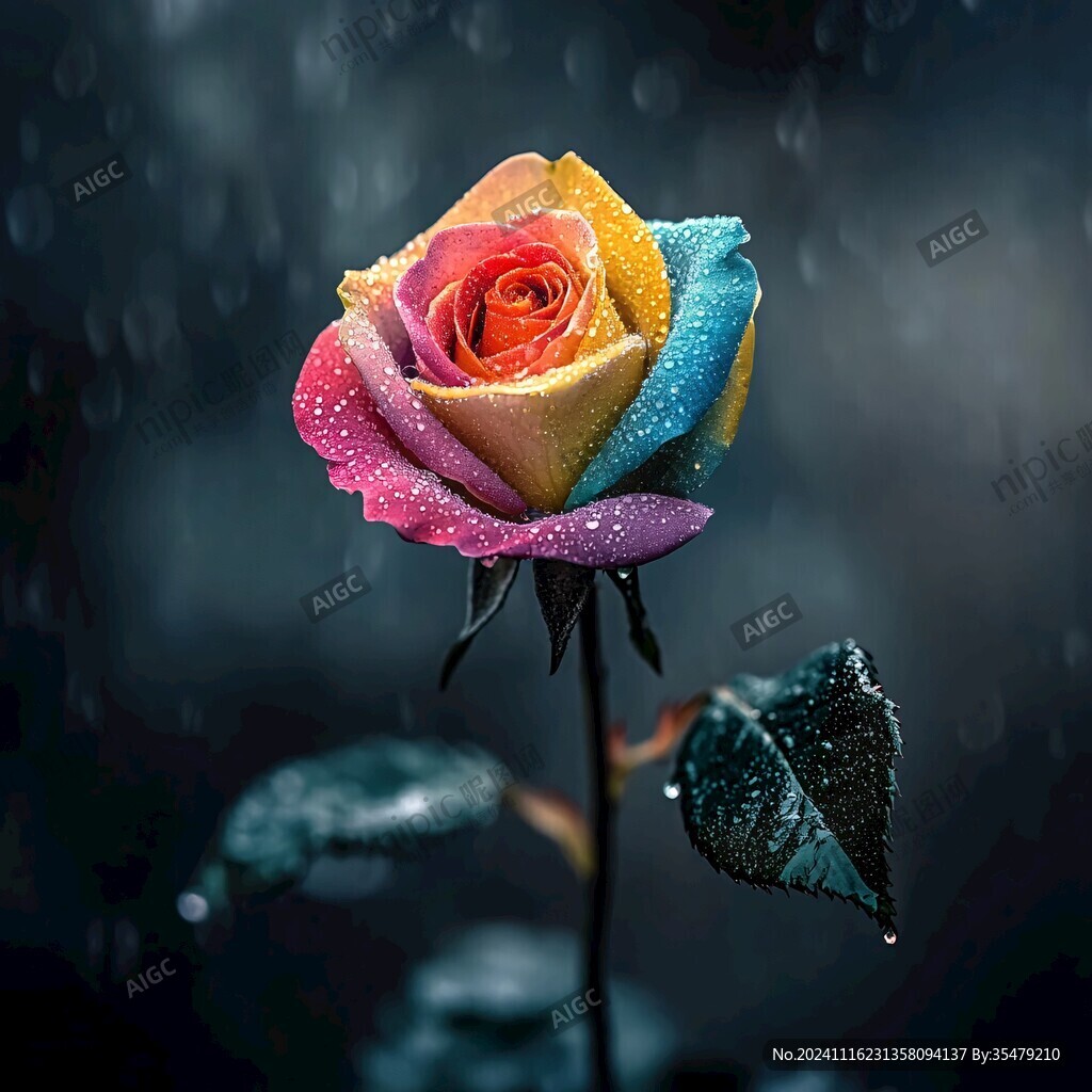 雨露玫瑰花
