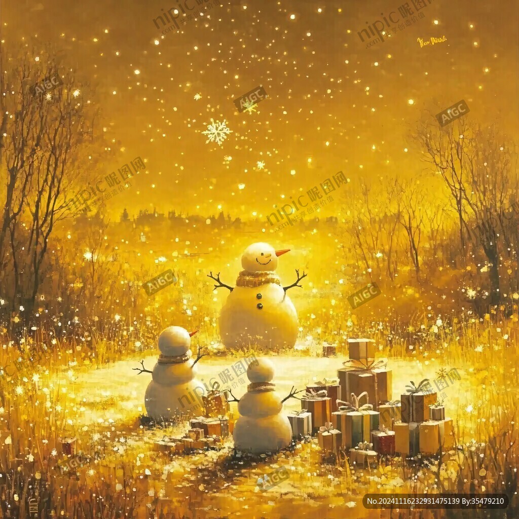 雪花冬天雪人