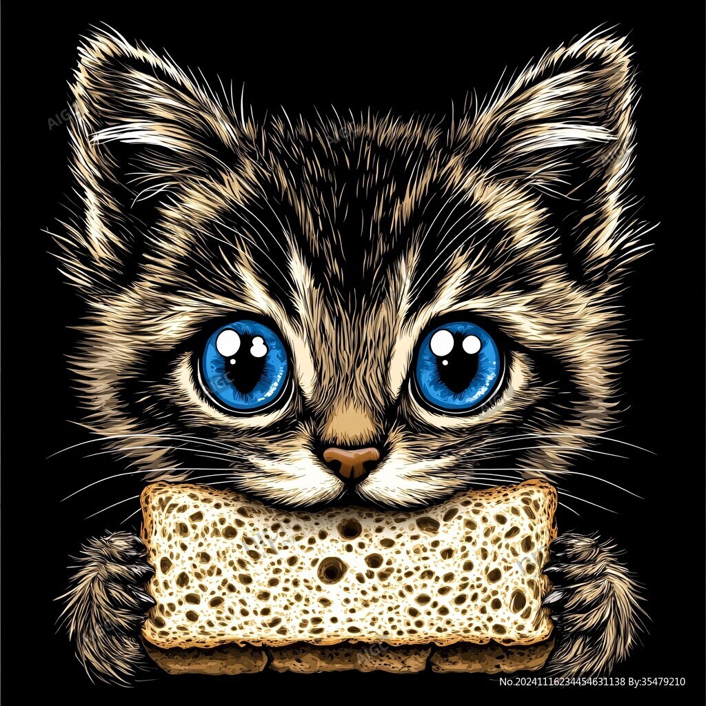 手绘大眼萌猫咪装饰画