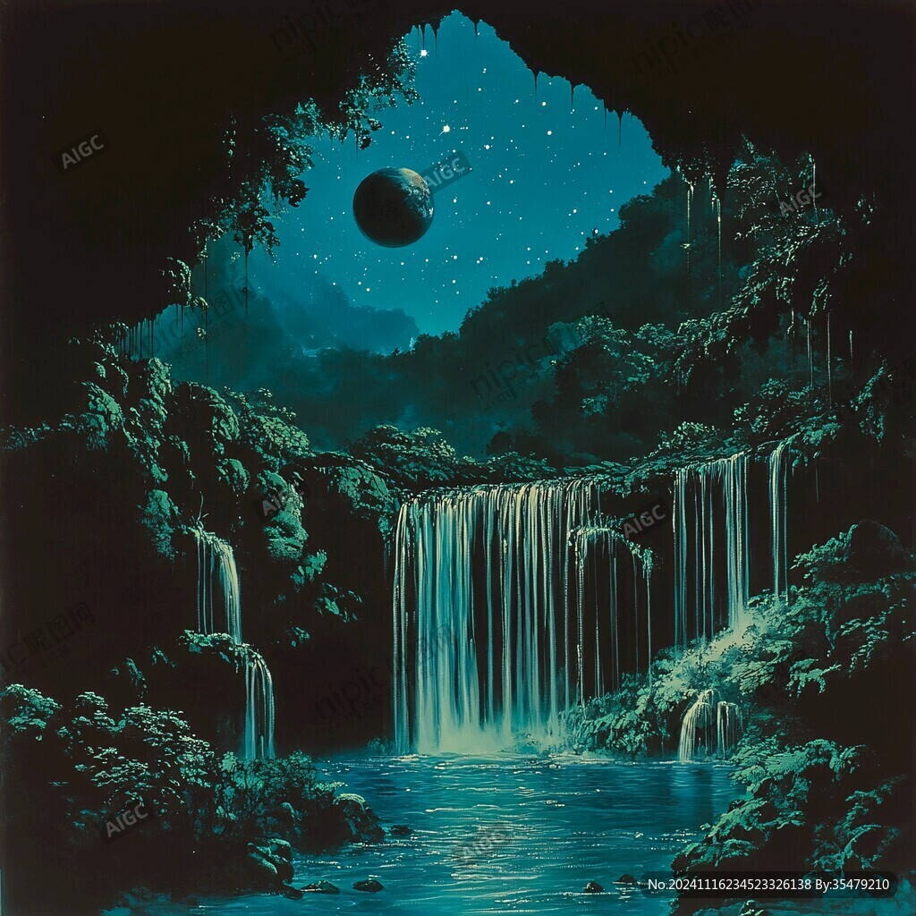 夜景山水画